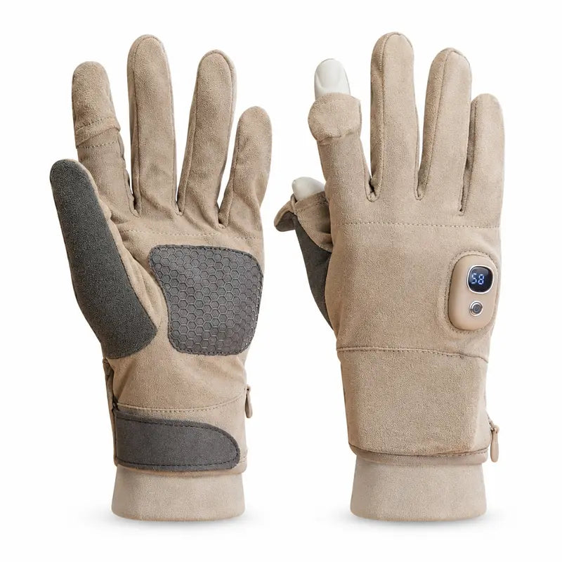 TYglobal Rechargeable Electric Heated Gloves for Men & Women, 3000mAh Battery, 3 Heat · Khaki-One Size
