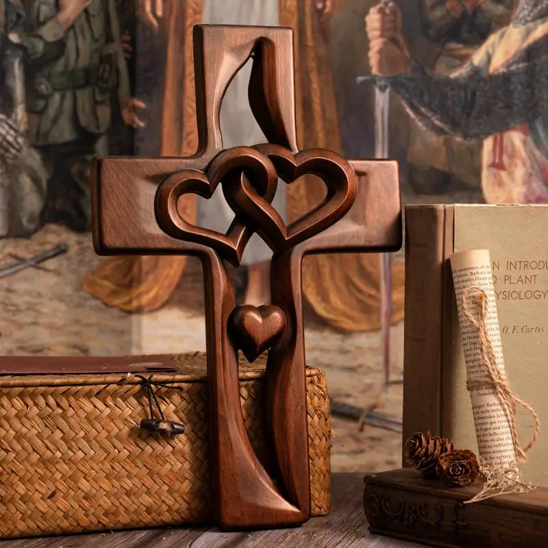 🔥Last Day Special Sale 49% OFF-❤️Intertwined Hearts Wooden Cross（Warehouse clearance）
