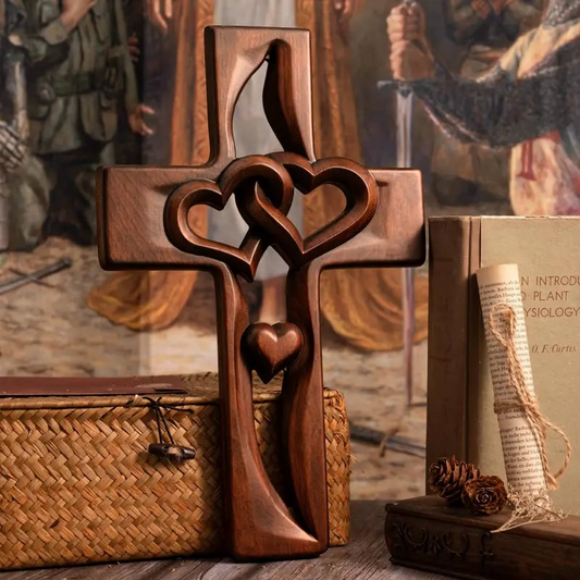 🔥Last Day Special Sale 49% OFF-❤️Intertwined Hearts Wooden Cross（Warehouse clearance）