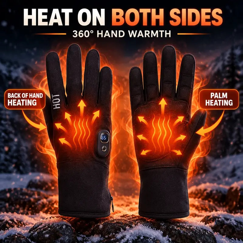 TYglobal Rechargeable Electric Heated Gloves for Men & Women, 3000mAh Battery, 3 Heat Levels Up to 131°F, Back of Hand & Fing
