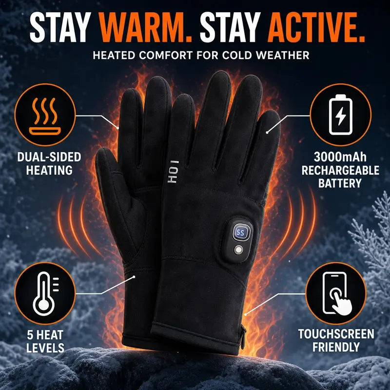 TYglobal Rechargeable Electric Heated Gloves for Men & Women, 3000mAh Battery, 3 Heat Levels Up to 131°F, Back of Hand & Fing