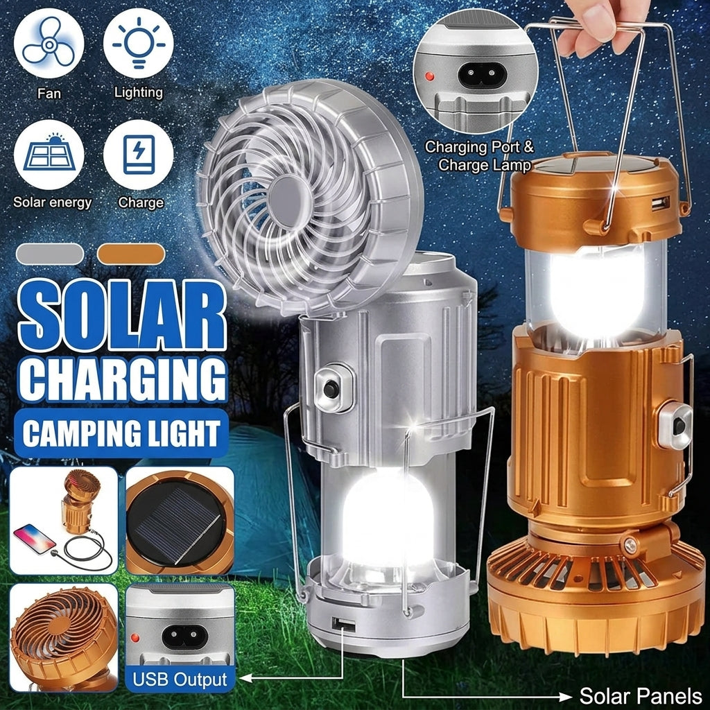 💡5-in-1 Portable Solar Fan Lantern