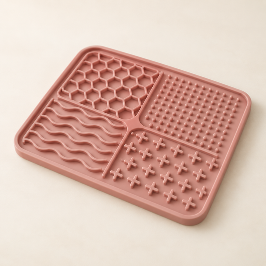 Dusty rose textured reusable dog lick mat concept