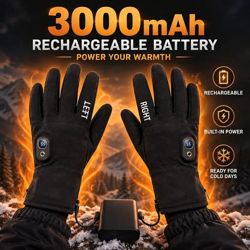 TYglobal Rechargeable Electric Heated Gloves for Men & Women, 3000mAh Battery, 3 Heat Levels Up to 131°F, Back of Hand & Fing