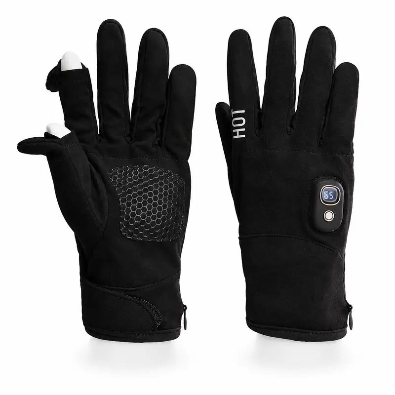 TYglobal Rechargeable Electric Heated Gloves for Men & Women, 3000mAh Battery, 3 Heat · Black-One Size